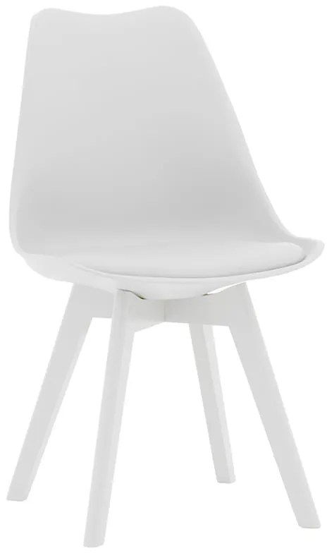 Καρέκλα Gaston pakoworld PP-PU λευκό-πόδι ξύλο λευκό