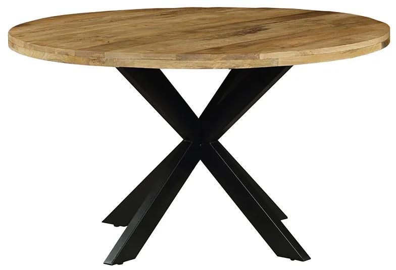 Τραπέζι Royalty pakoworld μασίφ ξύλο mango 4εκ καρυδί-πόδι μαύρο Φ130x77εκ - Ξύλο - 240-000001