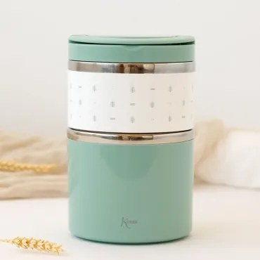 Kiokids Θερμoδοχείο Φαγητού με 2 Θαλάμους Mint 930ml.