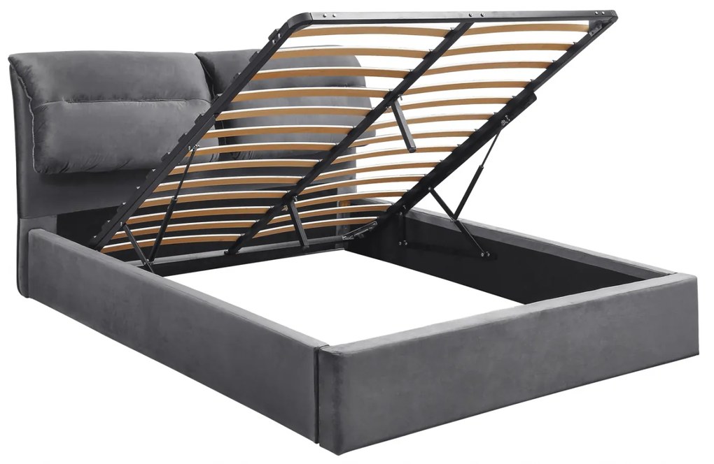 ΚΡΕΒΑΤΙ KENDRA ΒΕΛΟΥΔΟ ΓΚΡΙ ΚΑΙ ΑΠΟΘΗΚΕΥΤΙΚΟ ΧΩΡΟ 160x200 εκ. HM565.01