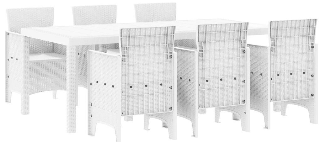 vidaXL Σετ Τραπεζαρίας Κήπου 7 pcs Λευκό 200 x 100 x 73 εκ.