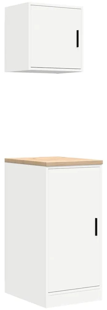 vidaXL ντουλάπια γκαράζ 2 τεμ. Λευκά από Επεξεργασμένο Ξύλο