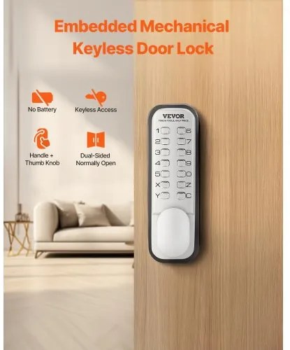 VEVOR Mechanical Keyless Entry Door Lock 14 Key Mechanical Keypad Door Knob Home