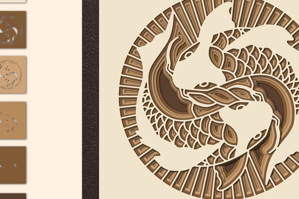 Σετ των 2 Intra απο ξύλο plywood 3mm-4mm πάχος – YingYang, Multilayer Δίασταση 20x20 cm INTRAFABR-8598322