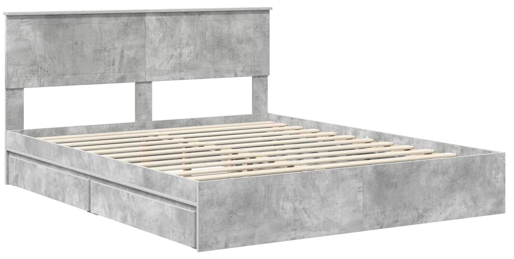 vidaXL Κρεβάτι Αποθήκης Σκυρόδεμα Γκρι 160 x 200 cm Επεξεργασμένο ξύλο