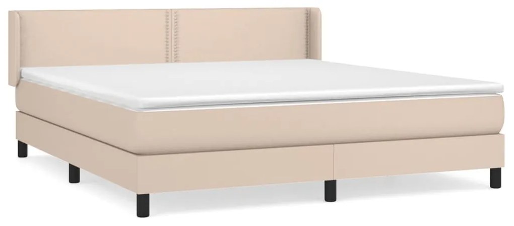 vidaXL Κρεβάτι Boxspring με Στρώμα Καπουτσίνο 160x200εκ.από Συνθ.Δέρμα