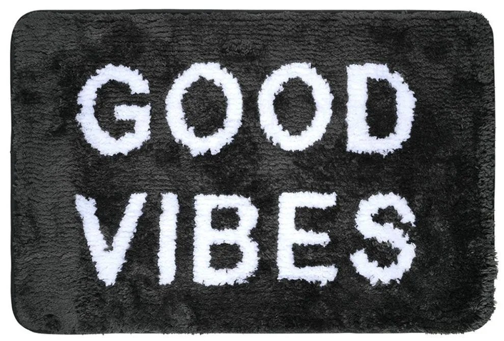 Ταπέτο Μπάνιου Good Vibes 02-28541 Black Estia 40X60 Microfiber