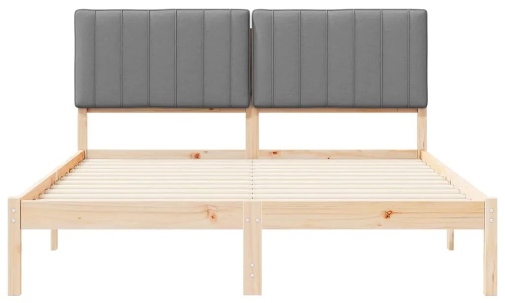 vidaXL Σκελετός Κρεβατιού με Επενδεδυμένο Κεφαλάρι Ανοιχτό γκρι