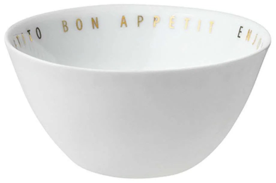 Μπωλ Σερβιρίσματος Bon Apetit LBTRD0011367 Φ9x4,5cm White-Gold Raeder Porcelain,Glass