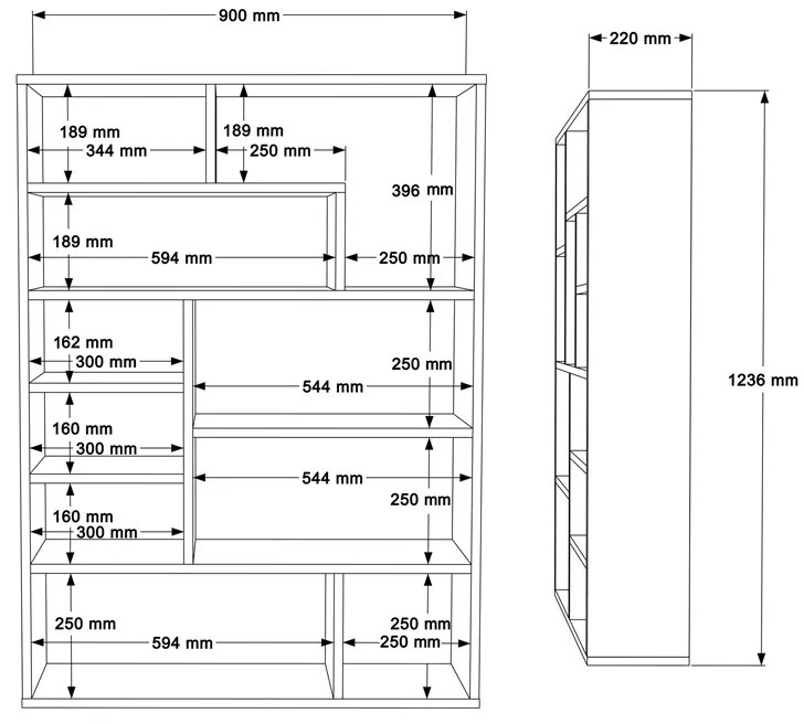 Βιβλιοθήκη Decora pakoworld σε φυσικό-λευκό απόχρωση 90x22x123.6εκ (1 τεμάχια)