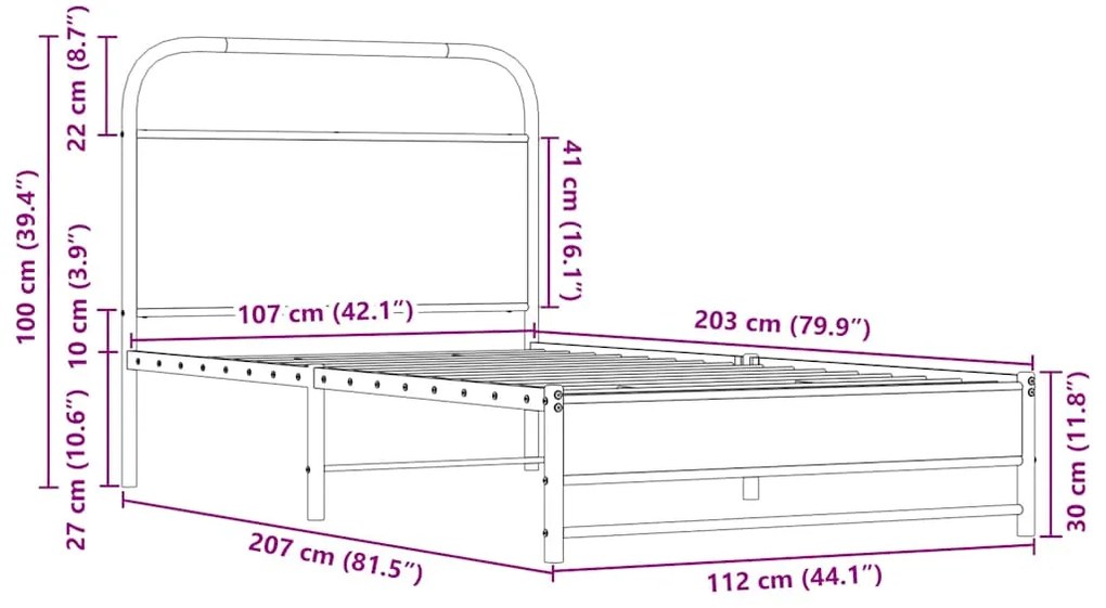 ΠΛΑΙΣΙΟ ΚΡΕΒΑΤΙΟΥ ΧΩΡ. ΣΤΡΩΜΑ SONOMA ΔΡΥΣ 107X203 ΕΚ ΕΠ. ΞΥΛΟ 4100424