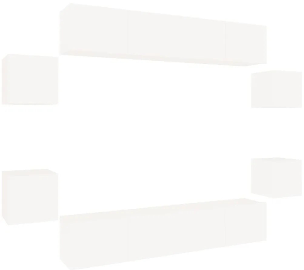 vidaXL Σετ Επίπλου Τηλεόρασης 8 Τεμαχίων Λευκό από Επεξεργασμένο Ξύλο