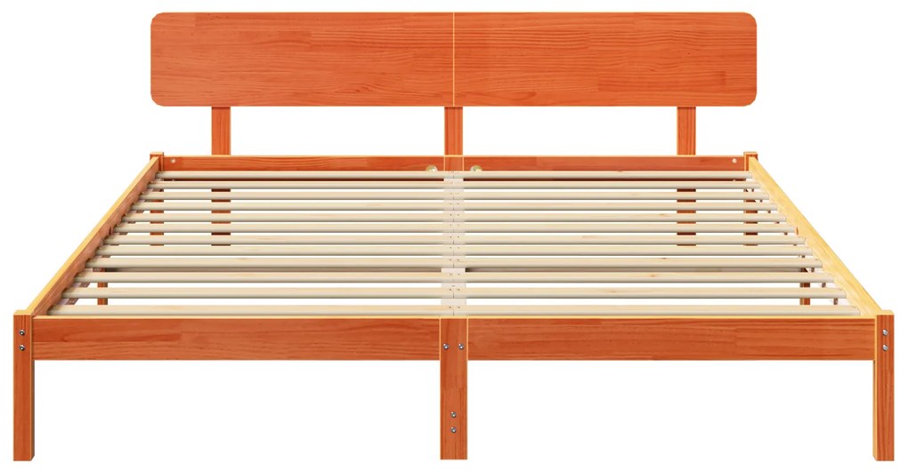 vidaXL Κρεβάτι με Κεφαλάρι Καφέ 180x200 εκ Συμπαγές ξύλο πεύκου