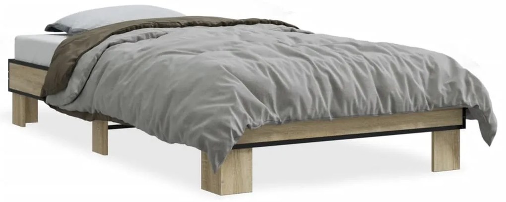 vidaXL Πλαίσιο Κρεβατιού Sonoma Δρυς 100x200 εκ. Επεξ. Ξύλο & Μέταλλο