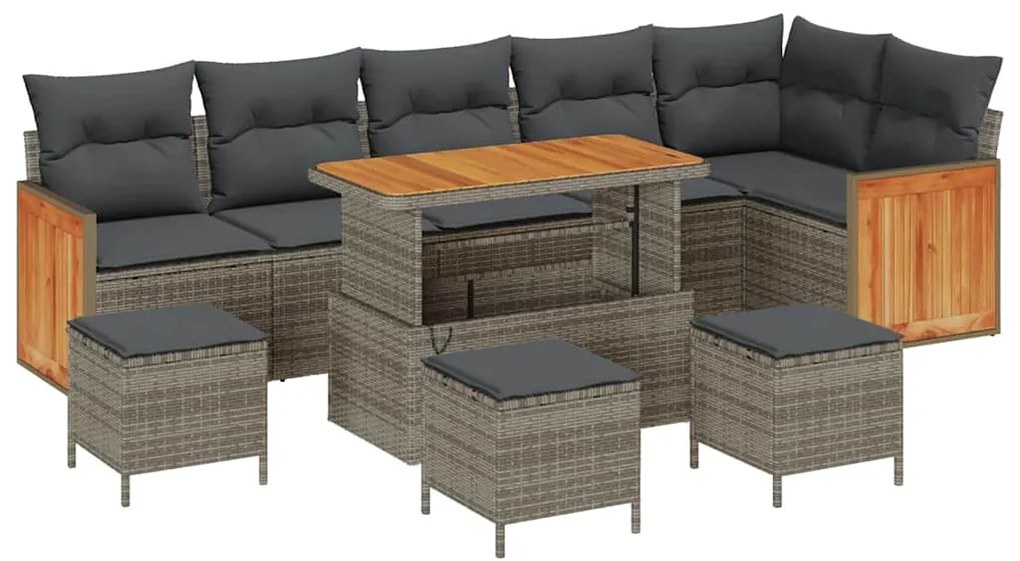 vidaXL Σετ Καναπέ Κήπου 10 pcs Γκρι, Σκούρο γκρι 110 x 55 x 71 εκ