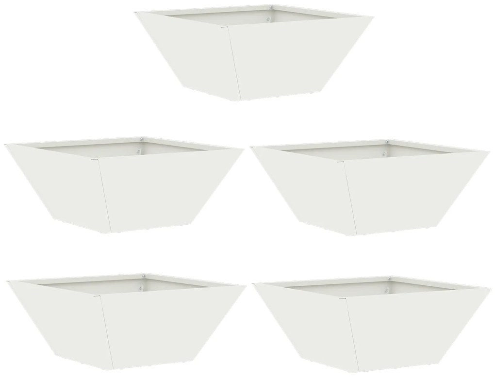vidaXL Σετ Γλάστρας  5 τεμ Λευκό 35x35x15 cm Χάλυβας