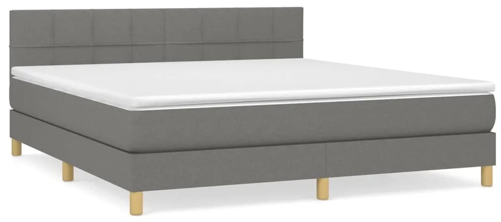 vidaXL Κρεβάτι Boxspring με Στρώμα Σκούρο Γκρι 180x200 εκ Υφασμάτιν