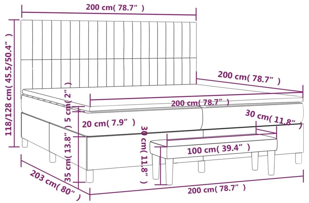 Κρεβάτι Boxspring με Στρώμα Σκούρο Πράσινο 200x200εκ. Βελούδινο 3137986