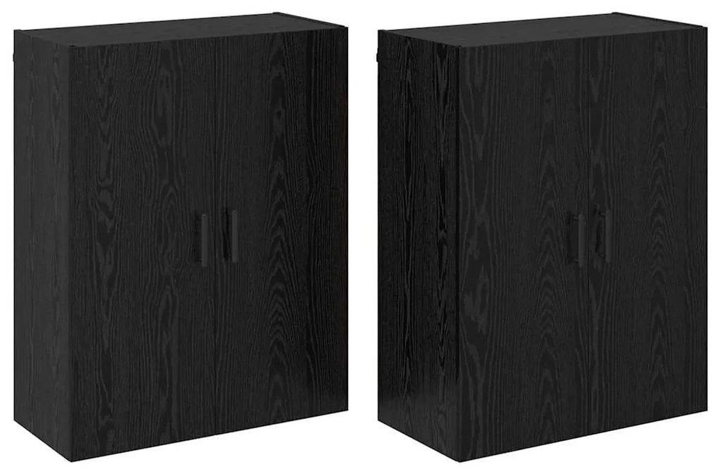 vidaXL Ντουλάπια Τοίχου Επιτοίχιο 2 pcs Μαύρη δρυς 69.5 x 34 x 90 εκ.