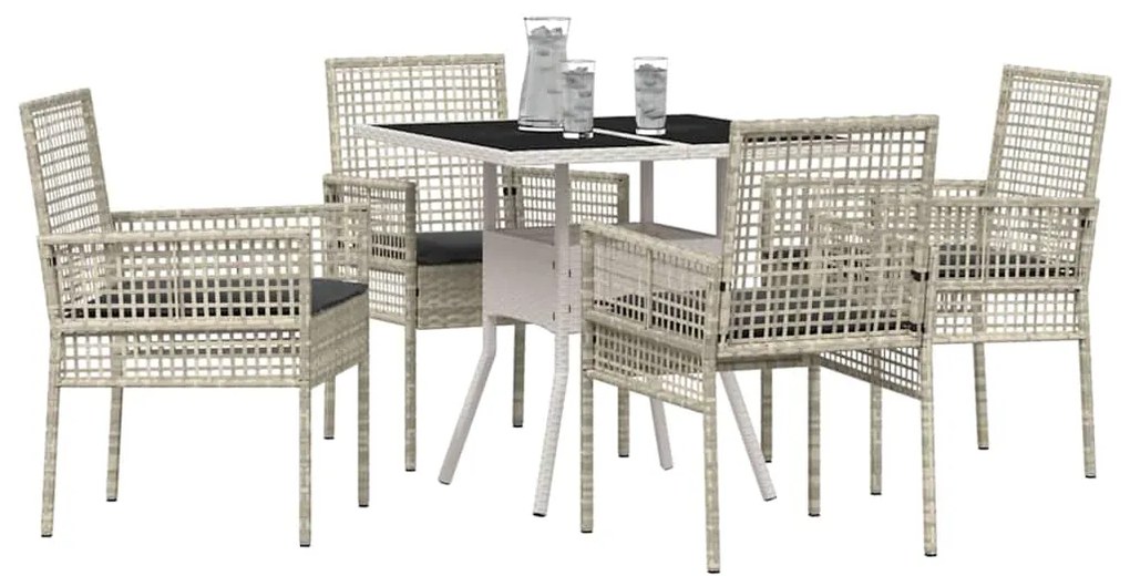 vidaXL Σέτ φαγητού για κήπο 5 pcs Ανοιχτό γκρι συνθετικό ρατάν