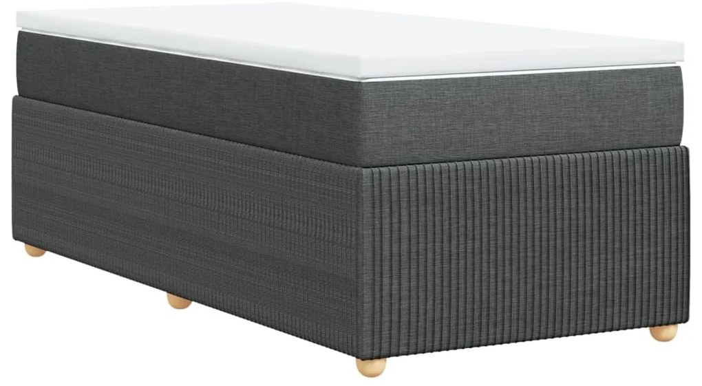 vidaXL Κρεβάτι Boxspring με Στρώμα Σκούρο Γκρι 90x190 εκ. Υφασμάτινο