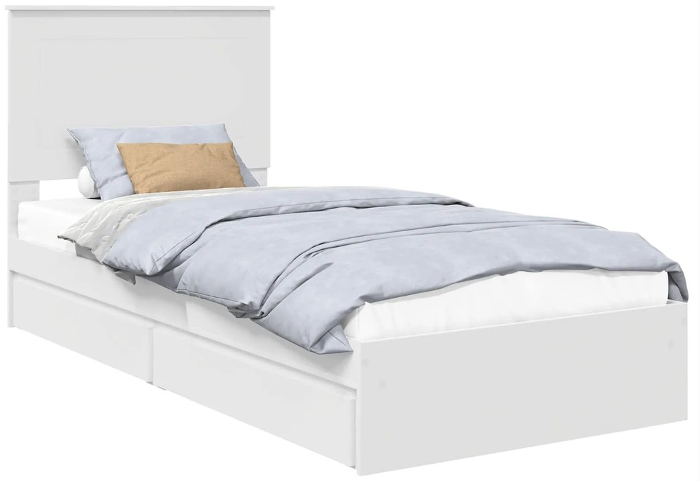 vidaXL Κρεβάτι Αποθήκης Λευκό 100 x 200 cm Επεξεργασμένο ξύλο