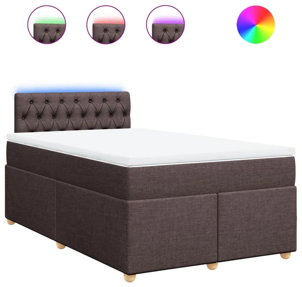 vidaXL Κρεβάτι Boxspring με Στρώμα Σκούρο Καφέ 120x200 εκ. Υφασμάτινο