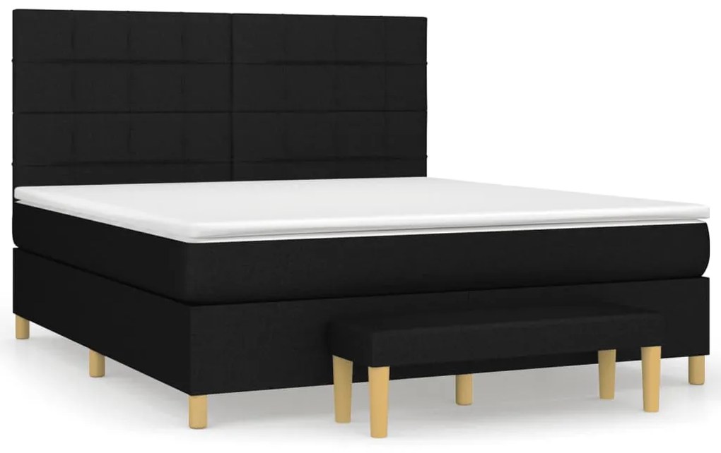 Κρεβάτι Boxspring με Στρώμα Μαύρο 180x200 εκ. Υφασμάτινο - Μαύρο