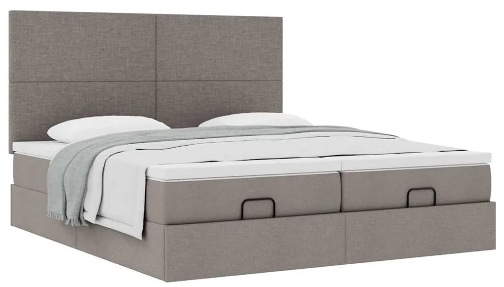 vidaXL Οθωμανικό κρεβάτι με στρώματα Taupe 200x200cm ύφασμα