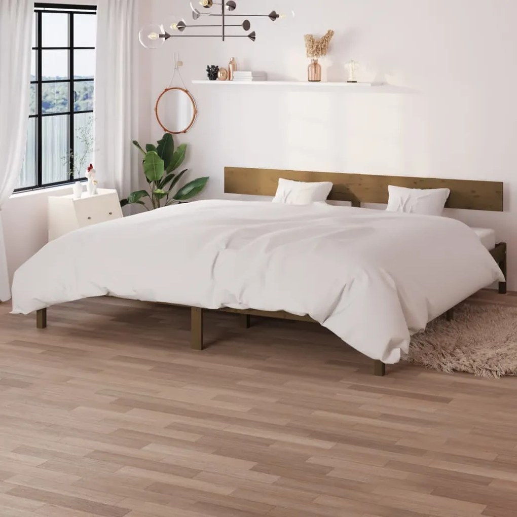 vidaXL Πλαίσιο Κρεβατιού Μελί 180x200 εκ. Μασίφ Ξύλο Πεύκου Super King
