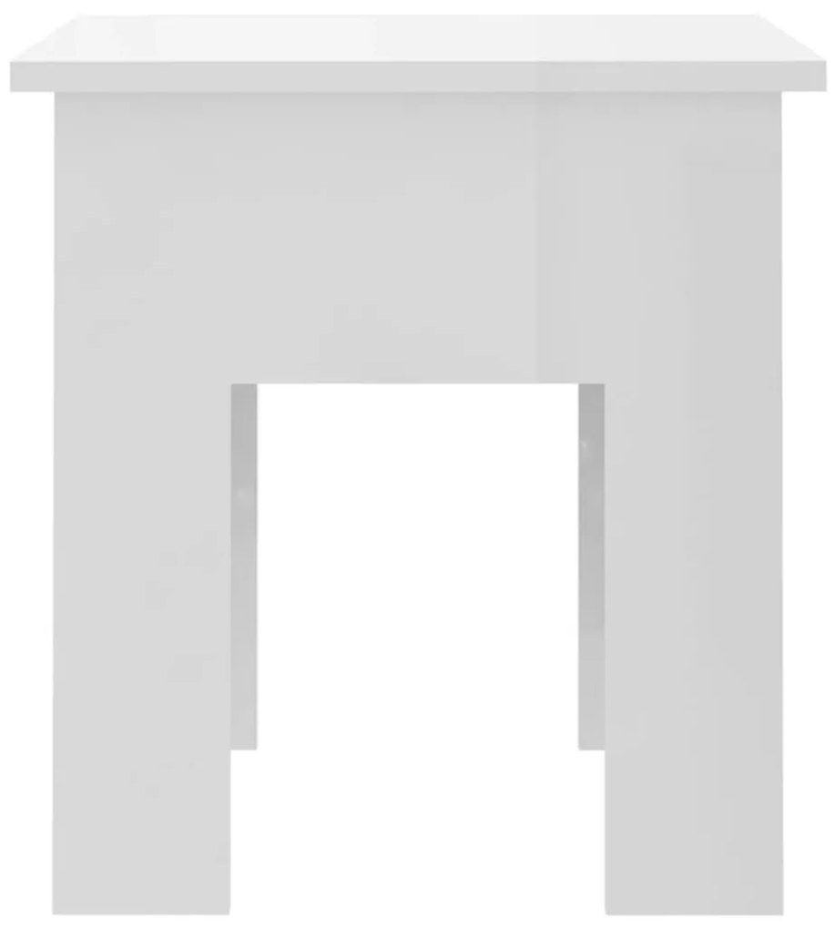 Τραπεζάκι Σαλονιού Γυαλιστερό Λευκό 40x40x42 εκ. Μοριοσανίδα - Λευκό