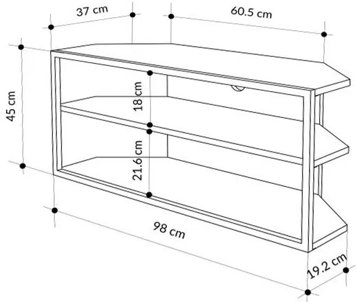 Έπιπλο τηλεόρασης γωνιακό Echo Megapap χρώμα sapphire oak 98x37x45εκ.