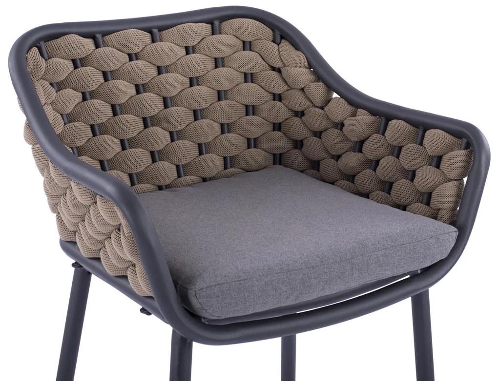 Σκαμπό Μπαρ KADE C5715 Μεταλλικό με Wicker Σχοινί Μπέζ 54x54x103 εκ. 54x54x103 εκ.