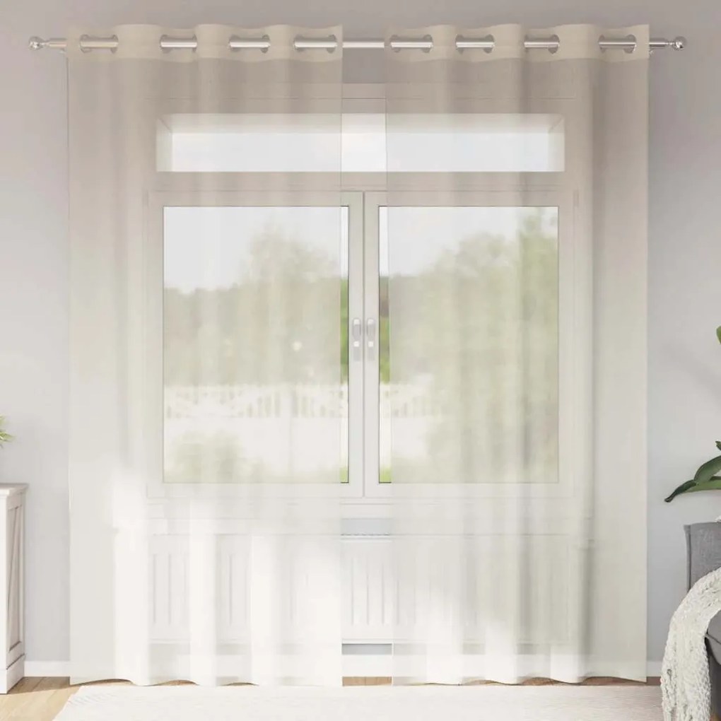 vidaXL Κουρτίνες Voile με ροδέλες 2 τεμάχια Κρεμ 140x245 εκ.