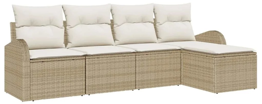 vidaXL Σετ Καναπέ Κήπου με μαξιλάρι 5 pcs Beige, λευκό Πολυ ράταν