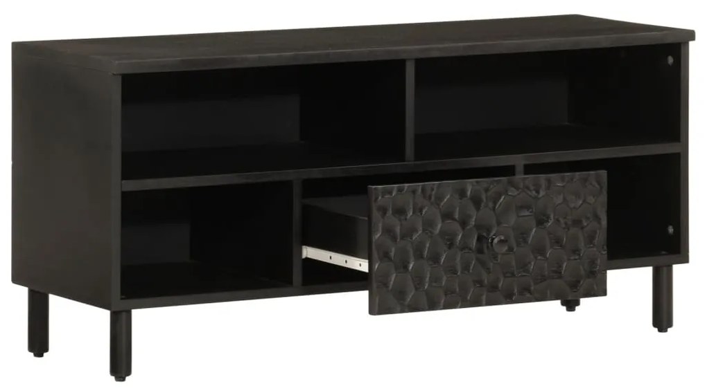 vidaXL Έπιπλο Τηλεόρασης Μαύρο 100 x 33 x 46 εκ. από Μασίφ Ξύλο Μάνγκο