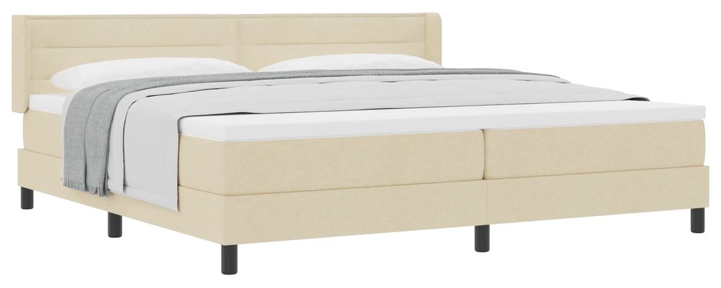 vidaXL Κρεβάτι Box Spring με Στρώμα σε Κρεμ, 200 x 200 εκ - Ύφασμα