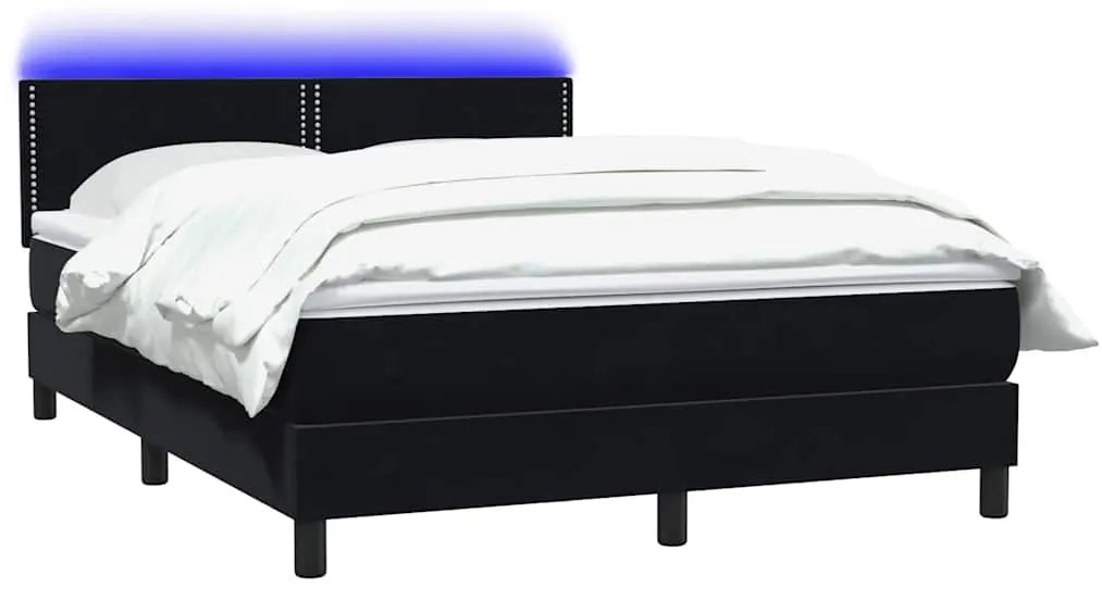 vidaXL Κρεβάτι Boxspring με Στρώμα Μαύρο 160x210 εκ. Βελούδινο