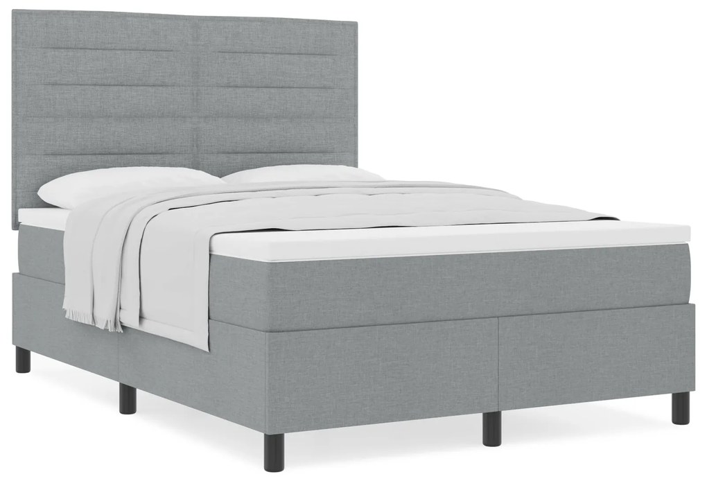 vidaXL Κρεβάτι Box Spring με Στρώμα Ανοιχτό Γκρι 160x200 cm Υφάσματος