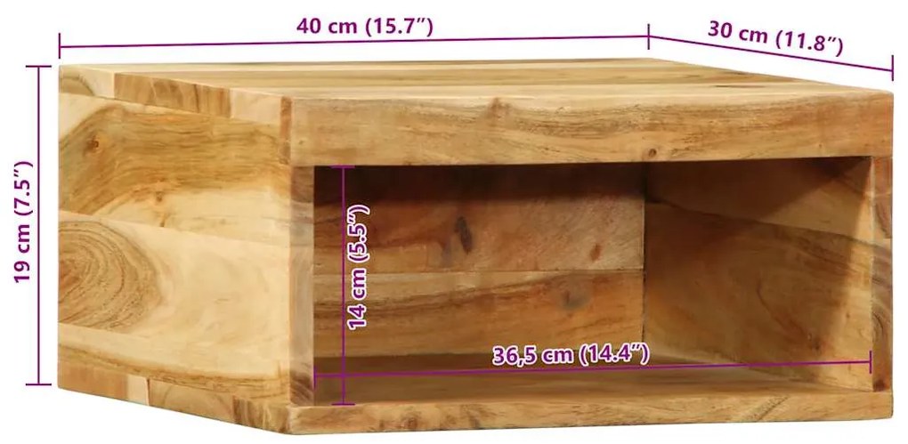 Επίτοιχο ντουλάπι τηλεόρασης 40x30x19 cm Μασίφ ξύλο ακακίας - Καφέ