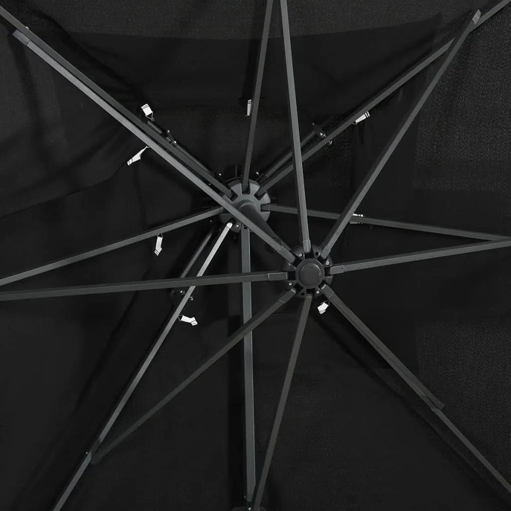 Ομπρέλα Κρεμαστή με Διπλή Οροφή Μαύρη 250 x 250 εκ. - Μαύρο