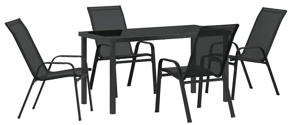 vidaXL Σέτ φαγητού για κήπο 5 pcs Μαύρο Ατσάλι με Πούδρα