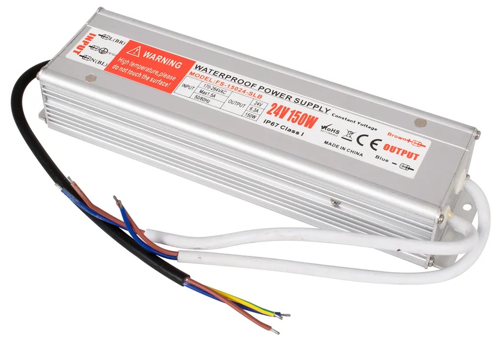 GloboStar® 73063 Μεταλλικό Τροφοδοτικό SELV για Προϊόντα LED 150W 6.25A - AC 220-240V σε DC 24V - Αδιάβροχο IP67 Μ23.5 x Π6 x Υ4cm - 3 Years Warranty