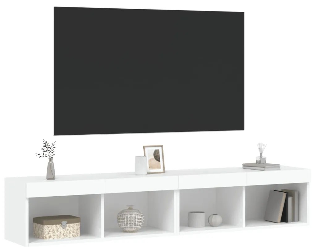 vidaXL Έπιπλα Τηλεόρασης με LED 2 τεμ. Λευκά 80 x 30 x 30 εκ.