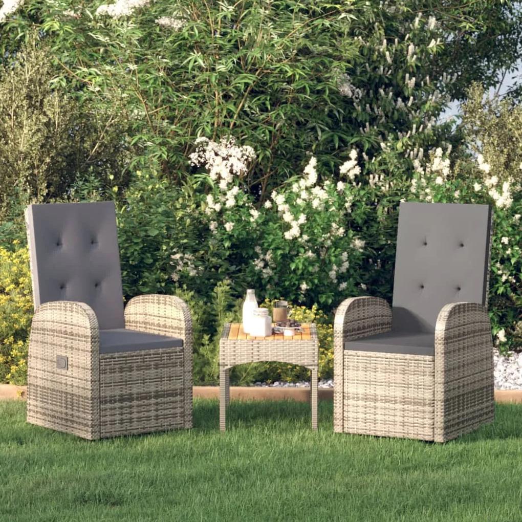 Καρέκλες Κήπου Ανακλινόμενες 2 τεμ Συνθετικό Ρατάν με Μαξιλάρια