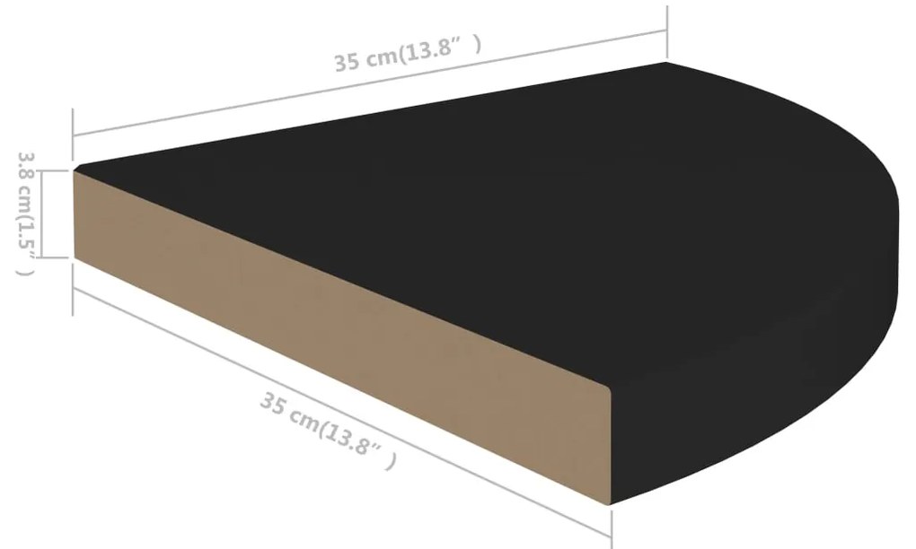 ΡΑΦΙΑ ΤΟΙΧΟΥ ΓΩΝΙΑΚΑ 2 ΤΕΜ. ΜΑΥΡΑ 35 X 35 X 3,8 ΕΚ. ΑΠΟ MDF 323920