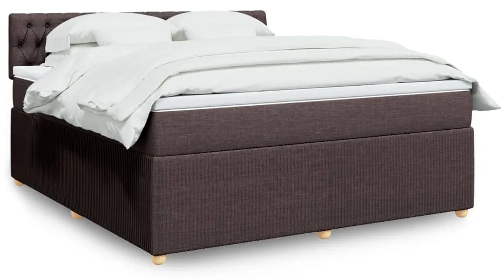 Κρεβάτι Boxspring με Στρώμα Σκούρο Καφέ 180x200 εκ Υφασμάτινο - Καφέ