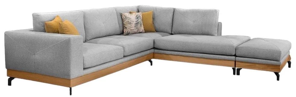 Γωνιακός καναπές Eldon, δεξιά γωνία, γκρι χρώμα 305x230cm (με ταμπουρέ 60x100cm), DIM6789