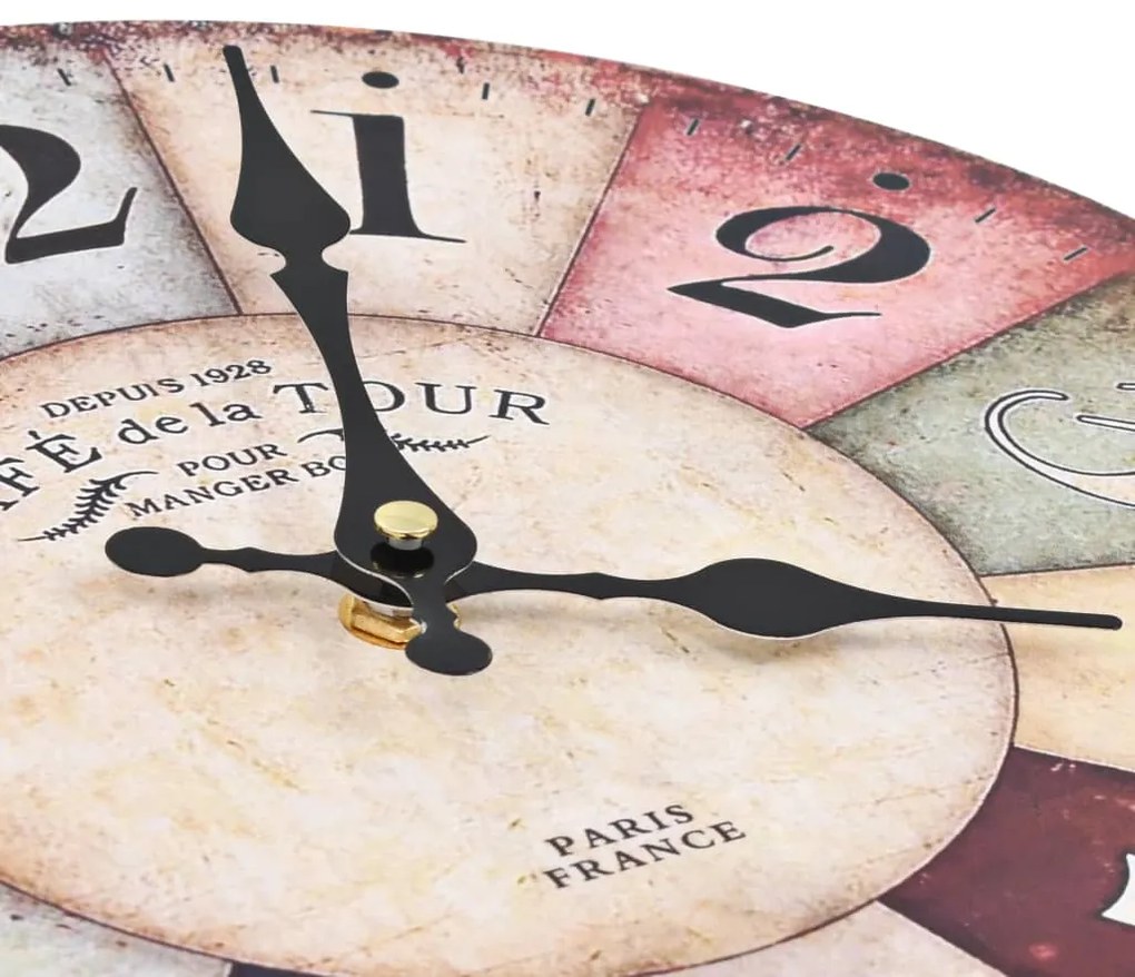 vidaXL Ρολόι Τοίχου Vintage Πολύχρωμο 30 εκ.