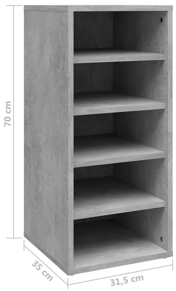 Παπουτσοθήκη Γκρι Σκυροδέματος 31,5x35x70 εκ. από Επεξ. Ξύλο - Γκρι
